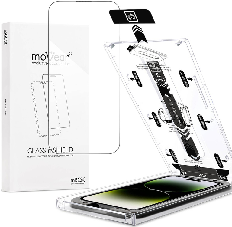 moVear mBOX GLASS mSHIELD 2.5D do Apple iPhone 14 Pro Max (6.7") (łatwy montaż)