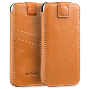 moVear pocketCase C+ skórzana wsuwka do Apple iPhone 13 Mini / 12 Mini / SE 2020 / 8 / 7 / 6 | Skóra naturalna vintage (Jasnobrązowa)