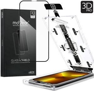 moVear mBOX GLASS mSHIELD 3D PRO do Apple iPhone 14 / 13 / 13 Pro (6.1") (łatwy montaż)