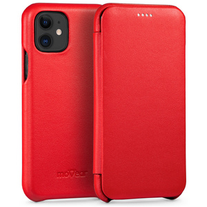 moVear flipSide S skórzane etui do Apple iPhone 11 (6.1") | Skóra naturalna gładka (Czerwona)