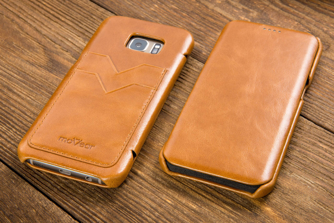 moVear flipSide S skórzane etui do Samsung Galaxy S7 edge (5.5") | Skóra naturalna vintage (Jasnobrązowa)