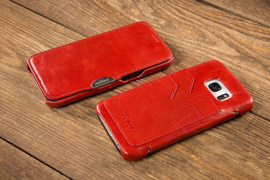 moVear flipSide C+ Skórzane Etui do Samsung Galaxy S7 | Skóra Vintage | Czerwony