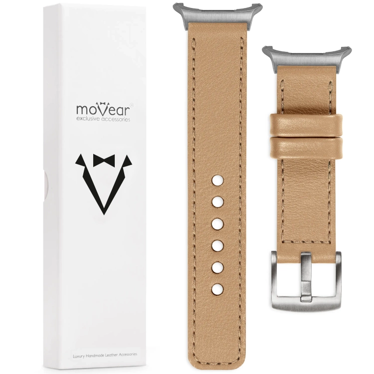 moVear Prestige C1 Skórzany pasek 22mm do Samsung Galaxy Watch Ultra | Cappuccino, cappuccino przeszycie [rozmiary XS-XXL i klamra do wyboru]