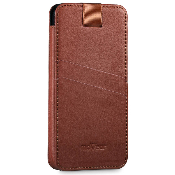 moVear pocketCase C+ skórzana wsuwka do Smartfon rozmiar L (ok 162 x 80 x 9mm) | Skóra naturalna nappa (Brązowa)