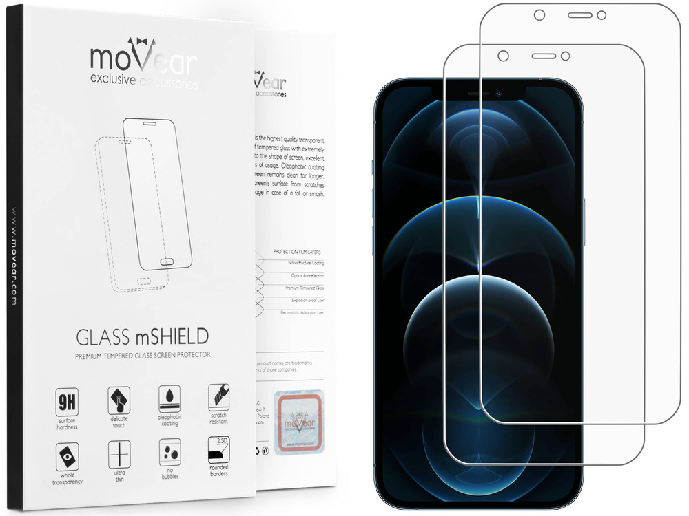 2 szt. | moVear GLASS mSHIELD 2.5D MATT do Apple iPhone 12 Pro Max (6.7") (Antyrefleksyjne, kompatybilne z etui)
