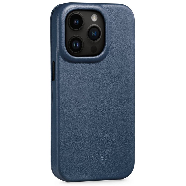 moVear flipSide 4S skórzane etui do Apple iPhone 14 Pro (6.1") | Skóra naturalna gładka (Granatowa)