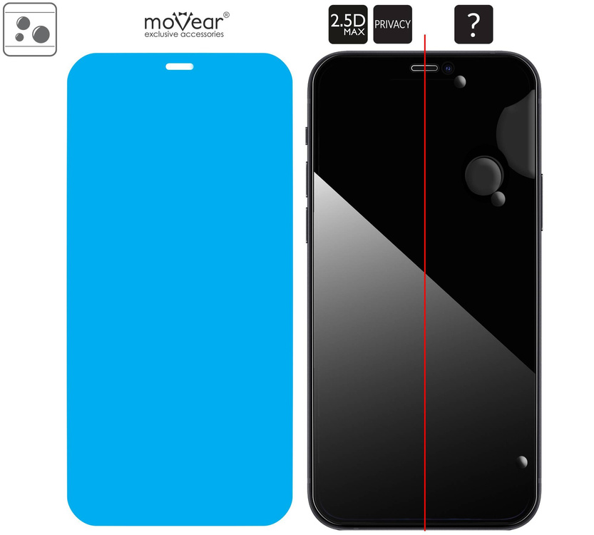 moVear GLASS mSHIELD 2.5D MAX privacy do Apple iPhone 12 Pro Max (6.7") (Prywatyzujące, kompatybilne z etui)