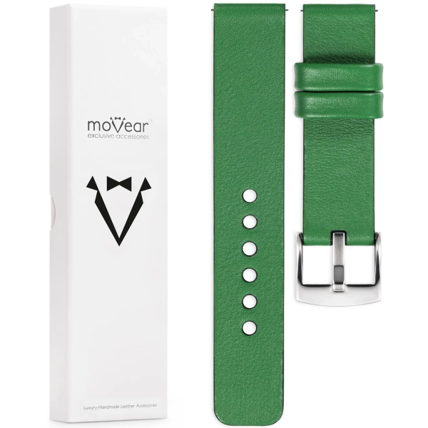 moVear Prestige S1 Skórzany pasek 20mm do Huawei Watch GT 3 2 1 / Pro (43/42mm) | Zielony [rozmiary XS-XXL i klamra do wyboru]
