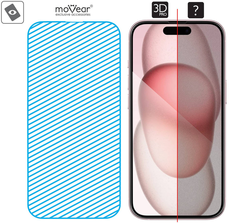 moVear mBOX GLASS mSHIELD 3D PRO do Apple iPhone 16 / 15 (6,1") (łatwy montaż)