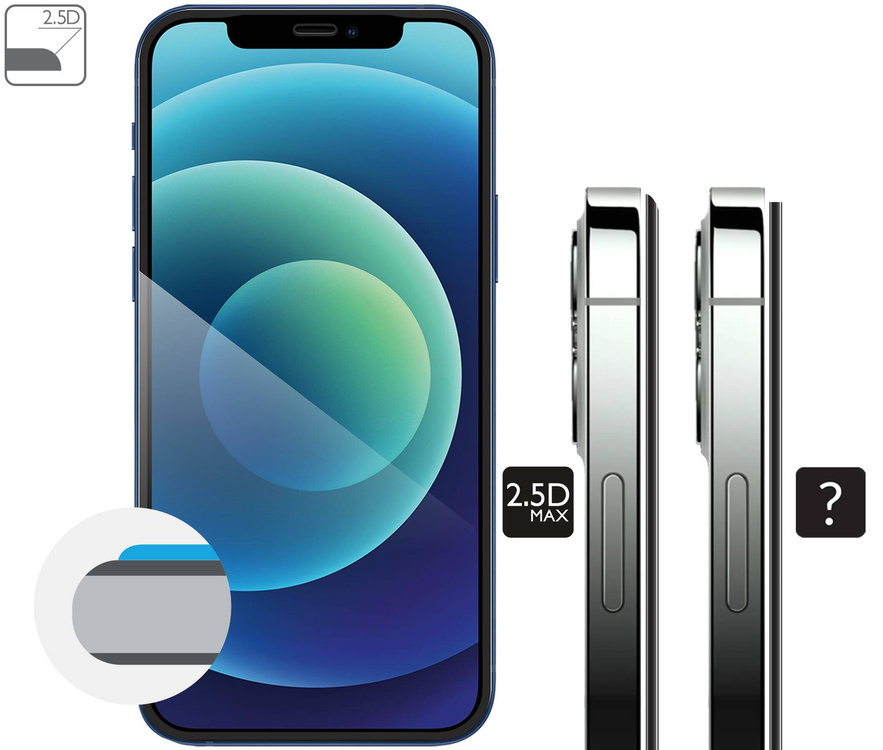 moVear GLASS mSHIELD 2.5D MAX do Apple iPhone 12 Pro / 12 (6.1") (kompatybilne z etui)