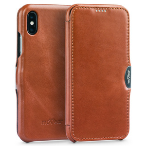 moVear flipSide C skórzane etui do Apple iPhone Xs MAX (6.5") | Skóra naturalna vintage (Brązowa)