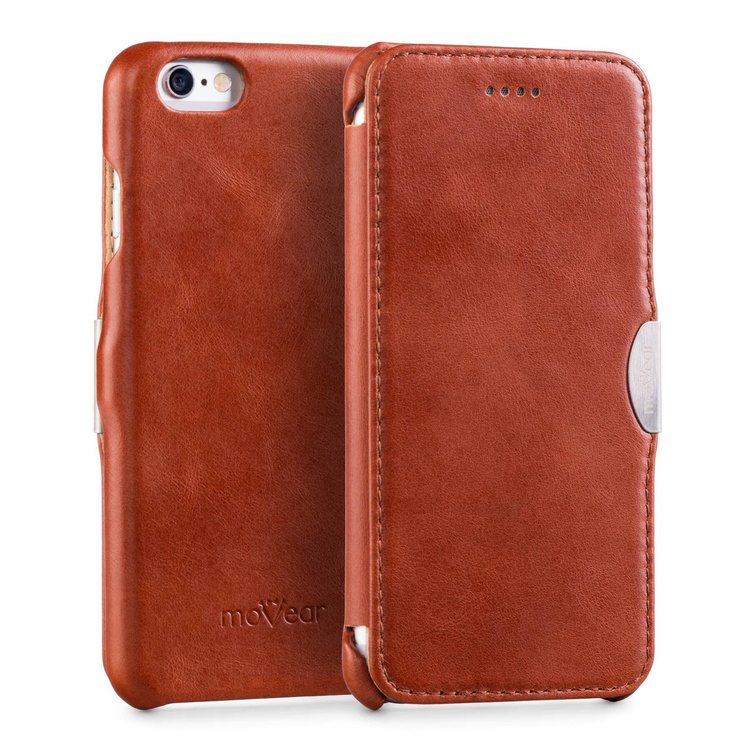 moVear flipSide C skórzane etui do Apple iPhone 6 / 6s (4.7") | Skóra naturalna vintage (Brązowa)