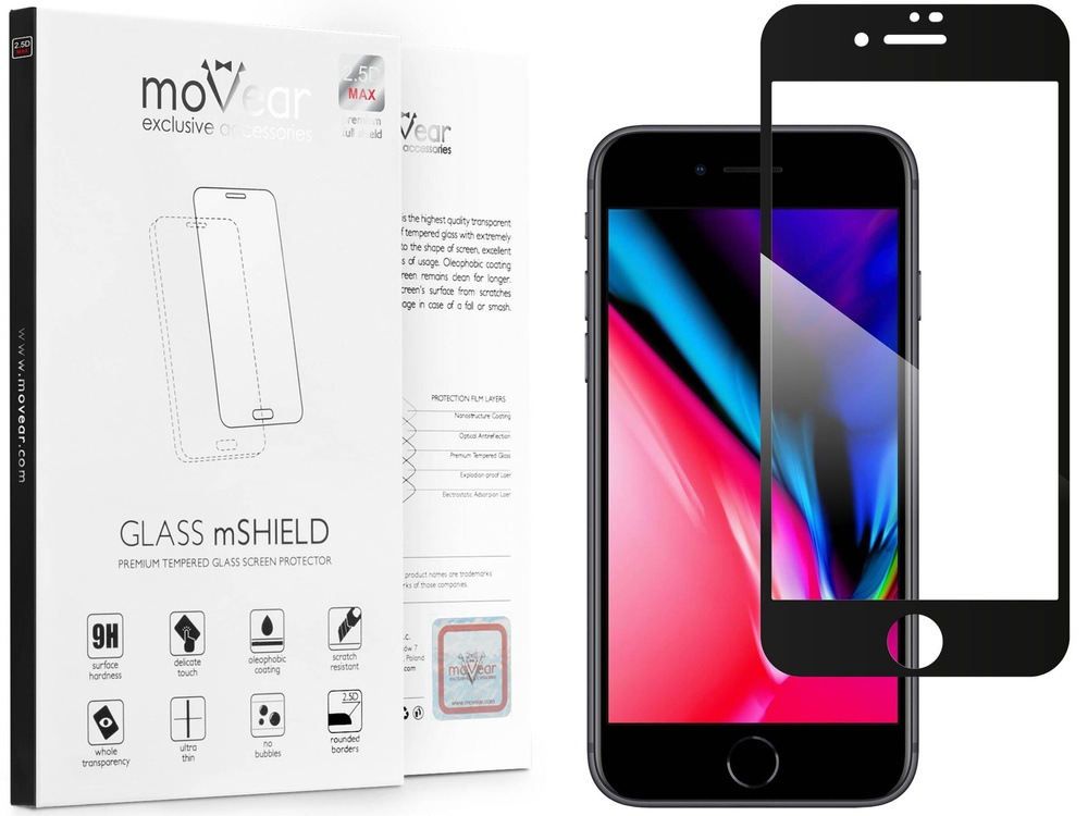 moVear GLASS mSHIELD 2.5D MAX do Apple iPhone 6 Plus / 6s Plus (5.5") (kompatybilne z etui)