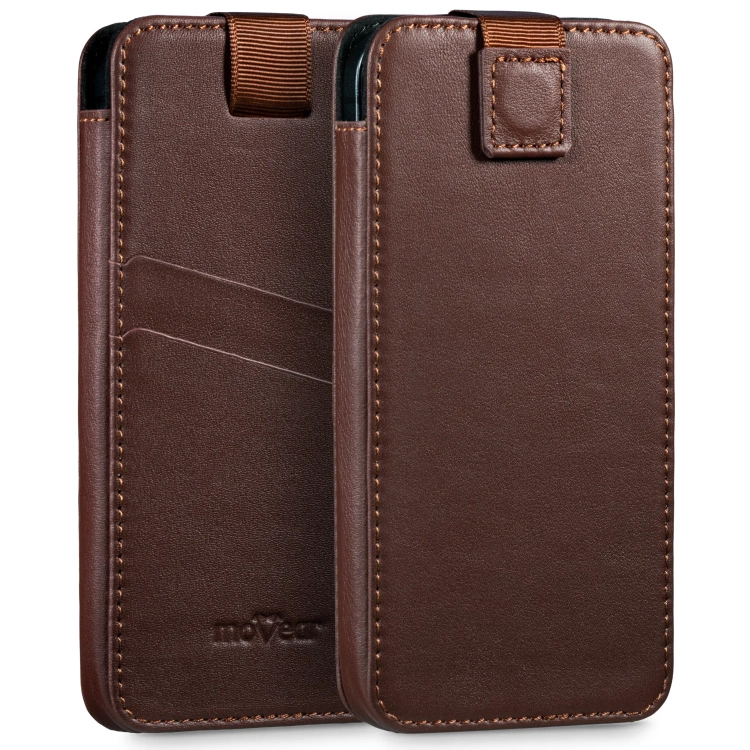 moVear pocketCase C+ skórzana wsuwka do Samsung rozmiar L (ok 162 x 80 x 9mm) | Skóra naturalna nappa (Ciemnobrązowa)