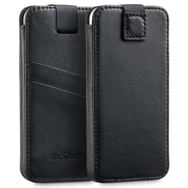 moVear pocketCase C+ skórzana wsuwka do Samsung rozmiar L (ok 160 x 79 x 8mm) | Skóra naturalna nappa (Czarna)