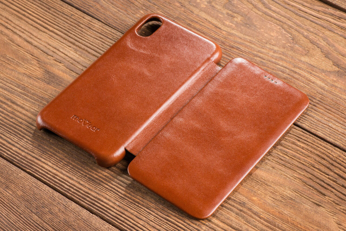 moVear flipSide S skórzane etui do Apple iPhone Xr (6.1") | Skóra naturalna vintage (Brązowa)