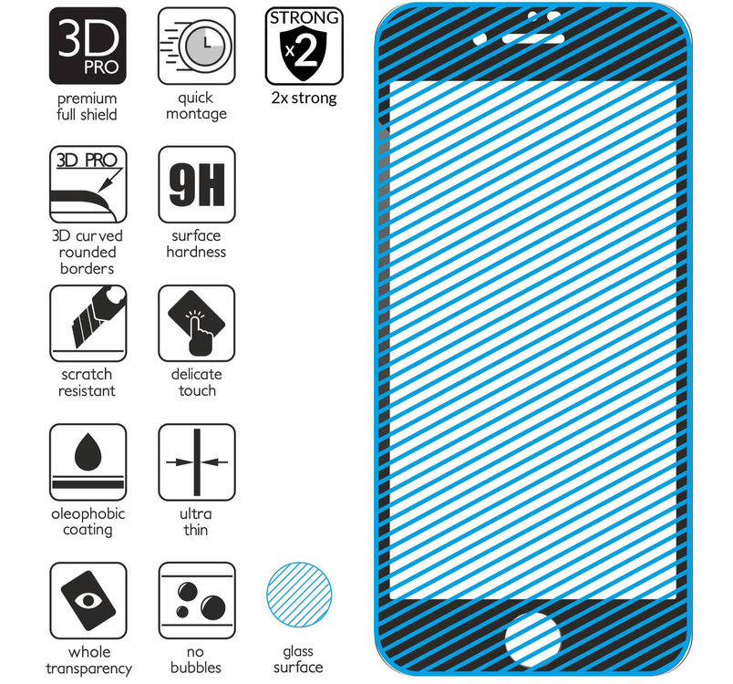 moVear GLASS mSHIELD 3D PRO do Apple iPhone 8 Plus / 7 Plus (5.5") (na cały ekran)