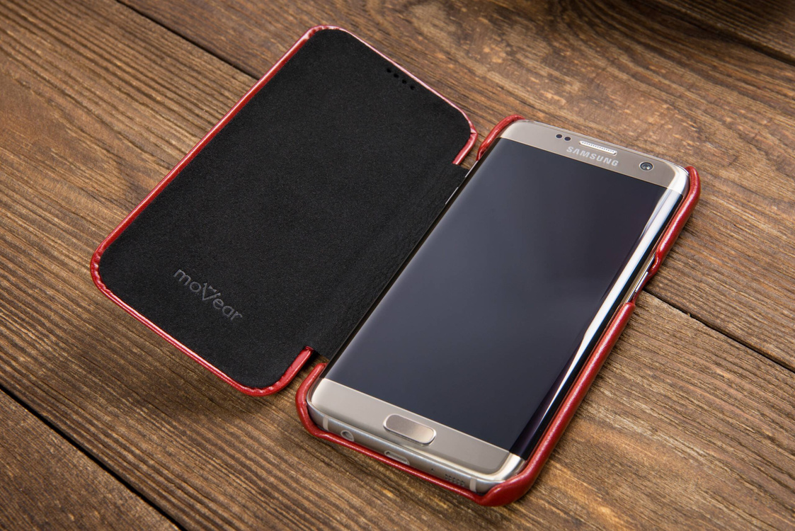 moVear flipSide S skórzane etui do Samsung Galaxy S7 edge (5.5") | Skóra naturalna vintage (Czerwona)