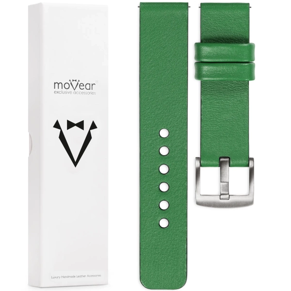moVear Prestige S1 Skórzany pasek 22mm do Xiaomi Watch S1 / Mi Watch / Amzfit | Zielony [rozmiary XS-XXL i klamra do wyboru]