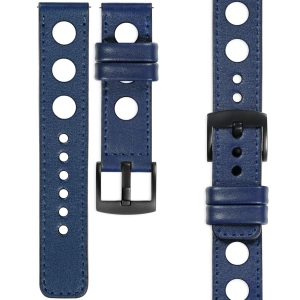moVear Prestige R1 Skórzany pasek 20mm do zegarka | Granatowy, granatowe przeszycie [rozmiary XS-XXL i klamra do wyboru]