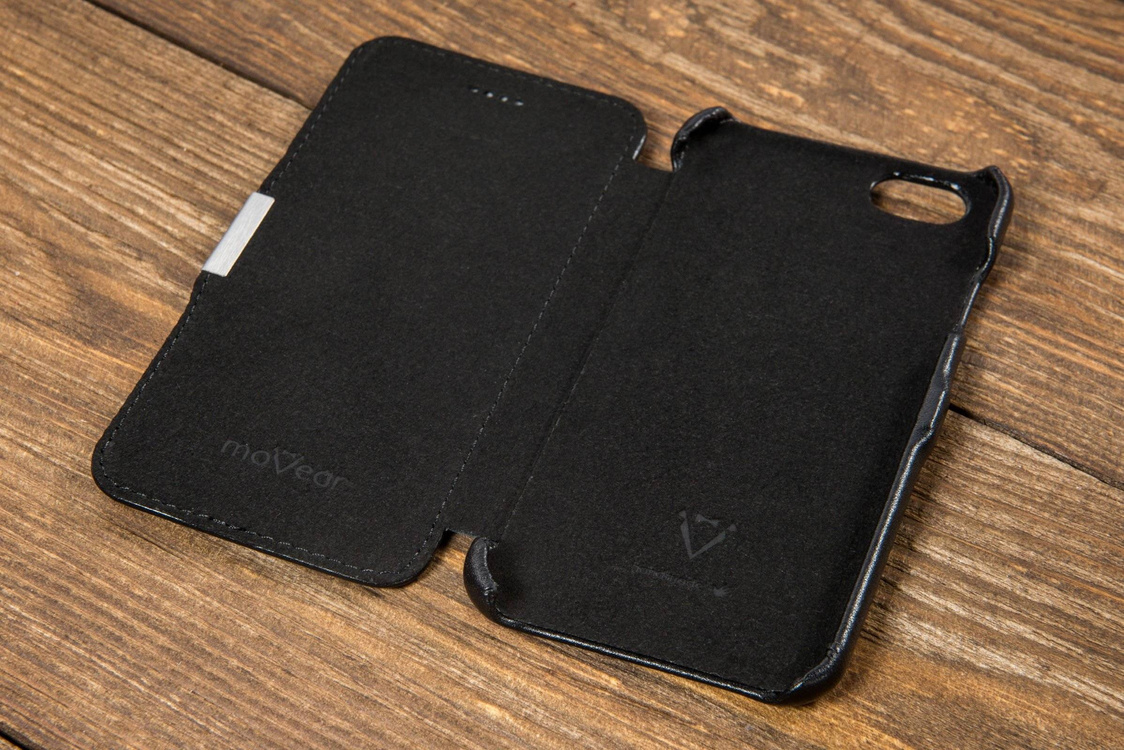 moVear flipSide C+ Skórzane Etui do Apple iPhone 6 / 6s | Skóra Gładka | Czarny