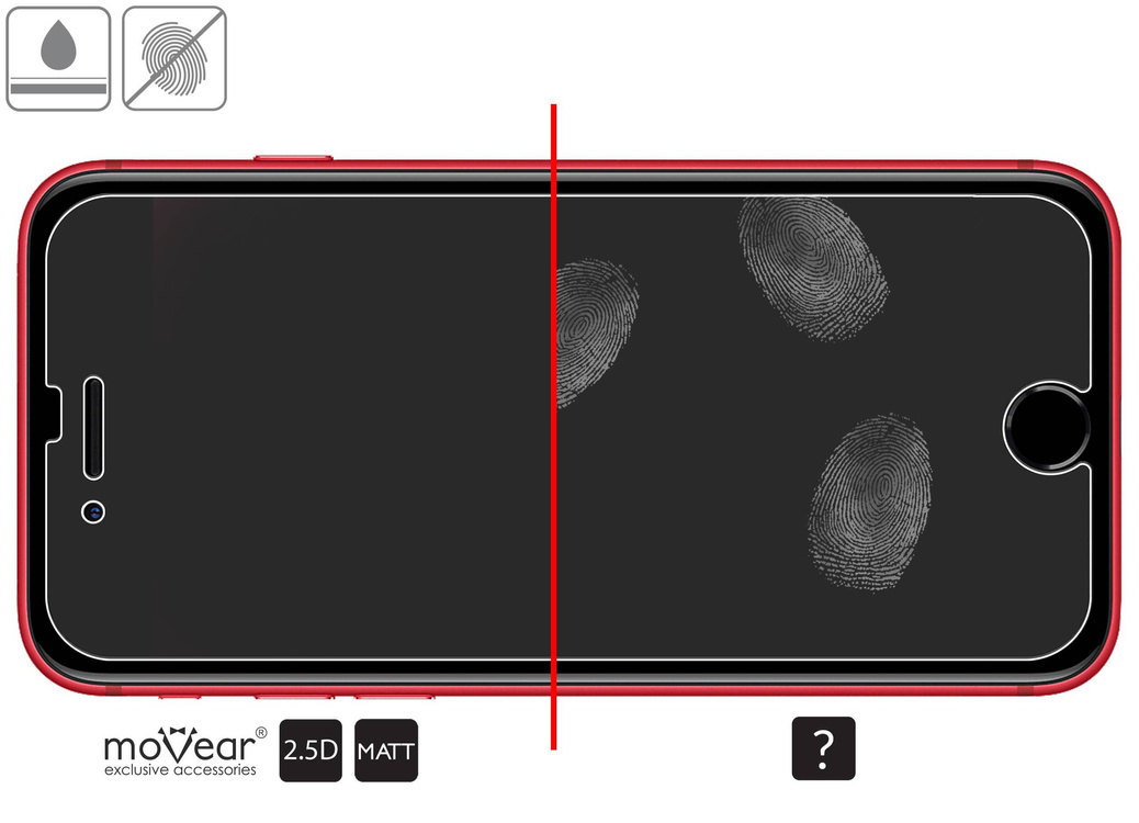 moVear GLASS mSHIELD 2.5D MATT do Apple iPhone SE (2022 / 2020) / 8 / 7 (4.7") (Antyrefleksyjne, kompatybilne z etui)