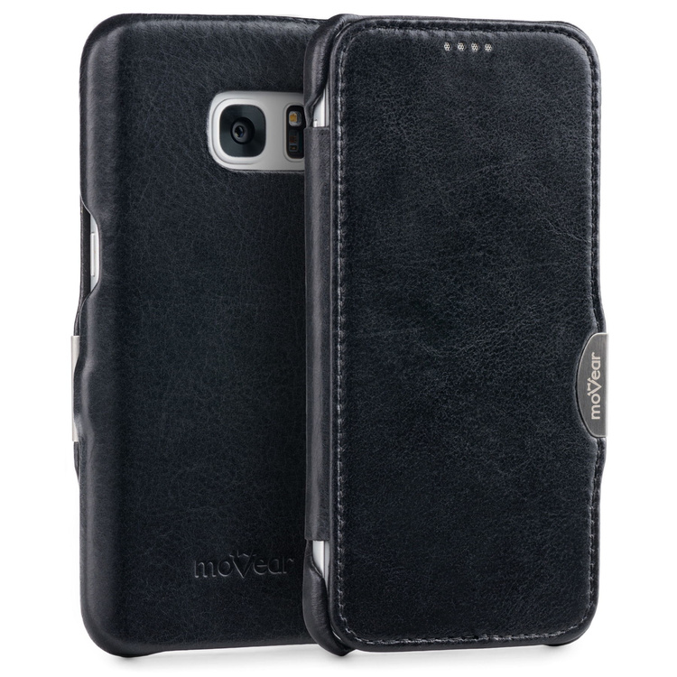 moVear flipSide C Skórzane Etui do Samsung Galaxy S7 | Skóra Vintage | Czarny