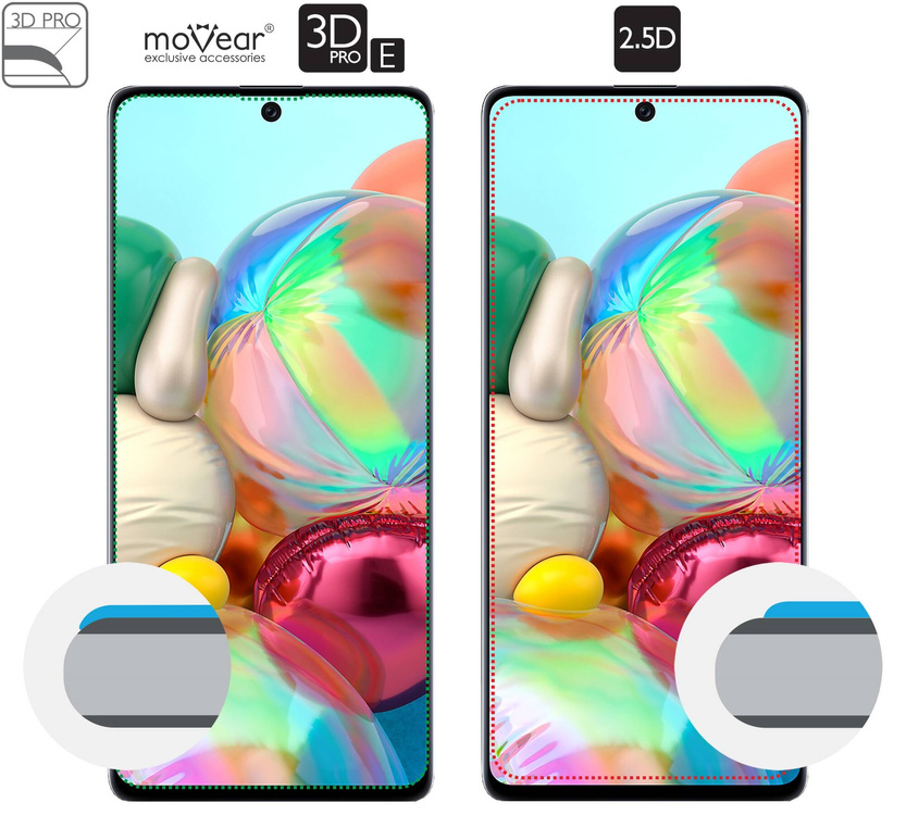 2 szt. | moVear GLASS mSHIELD 3D PRO-E do Samsung Galaxy A71 (6.7") (kompatybilne z etui)