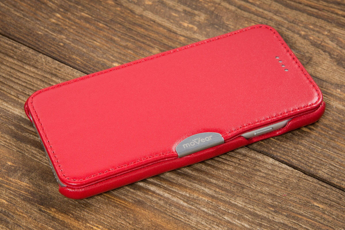 moVear flipSide C+ Skórzane Etui do Apple iPhone 6 / 6s | Skóra Gładka | Czerwony