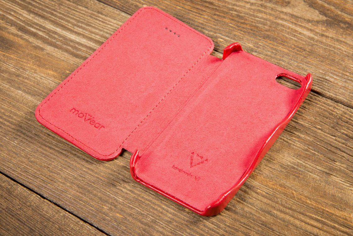 moVear flipSide C+ Skórzane Etui do Apple iPhone SE / 5s / 5 | Skóra Gładka | Czerwony