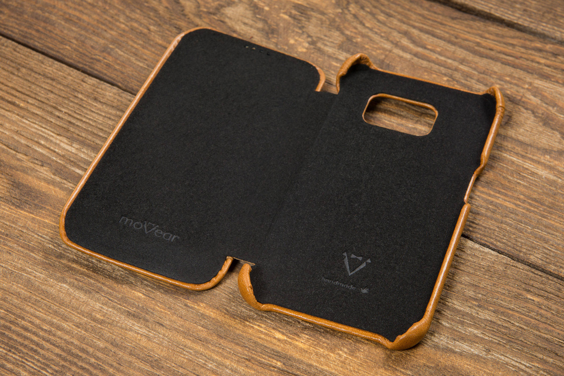 
                    moVear flipSide S Skórzane Etui do Samsung Galaxy S6 edge | Skóra Vintage | Jasnobrązowy