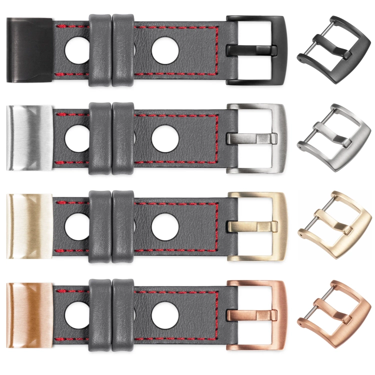 moVear Prestige R1 Skórzany pasek do Garmin QuickFit 20mm (Fenix / Instinct - 43/42/40mm) | Szary, czerwone przeszycie [rozmiary XS-XXL i klamra do wyboru]