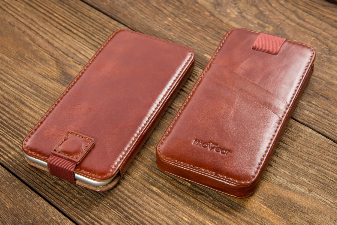 moVear pocketCase C+ skórzana wsuwka do Samsung rozmiar L (ok 160 x 79 x 8mm) | Skóra naturalna vintage (Brązowa)