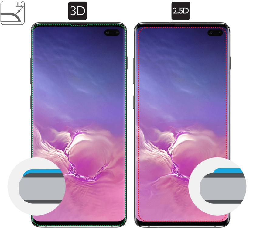 2 szt. | moVear GLASS mSHIELD 3D do Samsung Galaxy S10+ (Plus) (6.4") (na cały ekran)