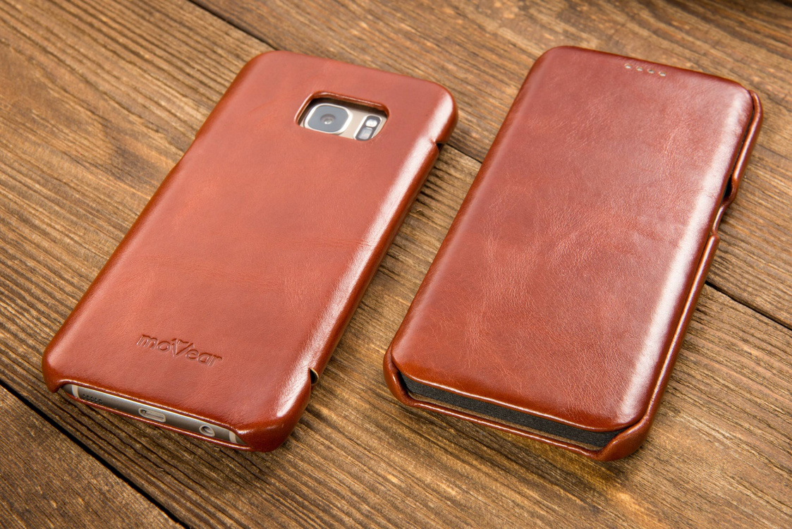 moVear flipSide S skórzane etui do Samsung Galaxy S7 edge (5.5") | Skóra naturalna vintage (Brązowa)