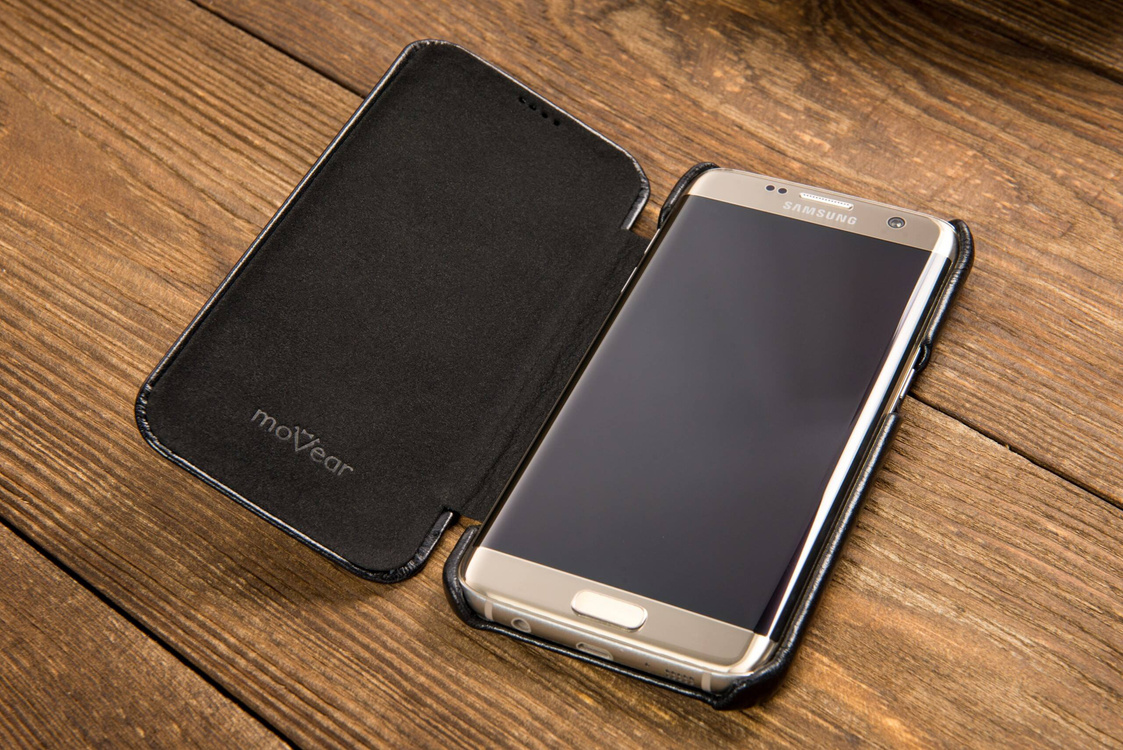 moVear flipSide S skórzane etui do Samsung Galaxy S7 edge (5.5") | Skóra naturalna vintage (Czarna)