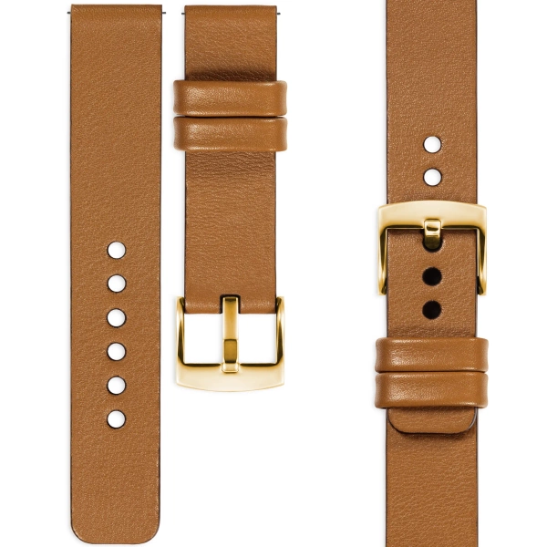 moVear Prestige S1 Skórzany pasek 18mm do zegarka | Jasnobrązowy [rozmiary XS-XXL i klamra do wyboru]