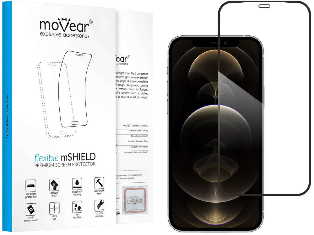 moVear flexible mSHIELD 2D do Apple iPhone 12 Pro Max (6.7"). Pancerne szkło hybrydowe.