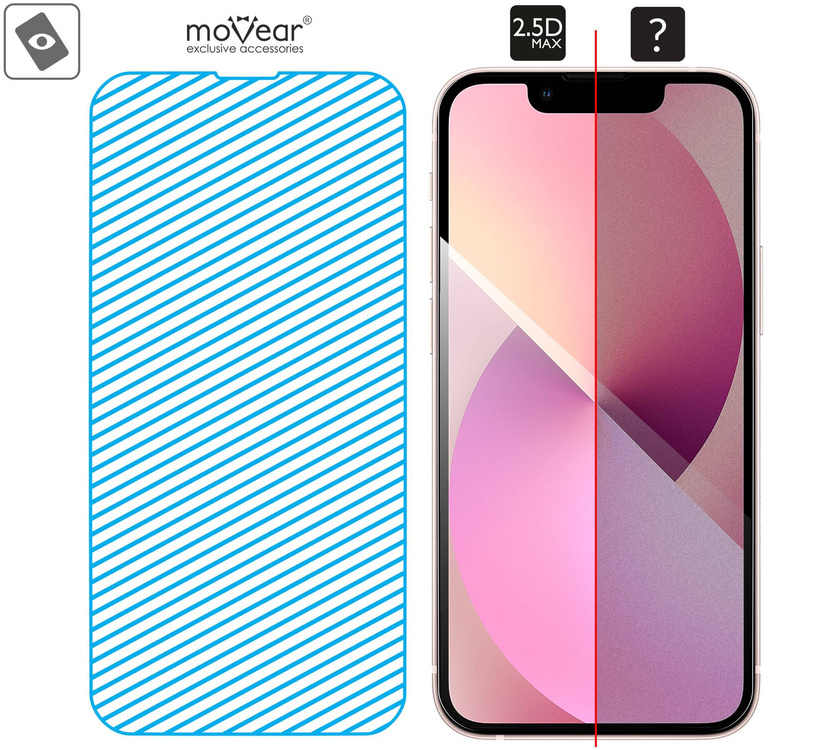 2 szt. | moVear GLASS mSHIELD 2.5D MAX do Apple iPhone 13 Mini (5.4") (kompatybilne z etui)