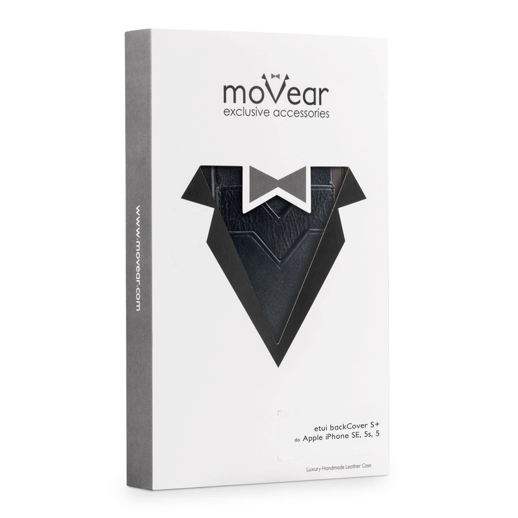 moVear backCover S+ Skórzane Etui Plecki do Apple iPhone SE / 5s / 5 | Skóra Vintage | Czarny