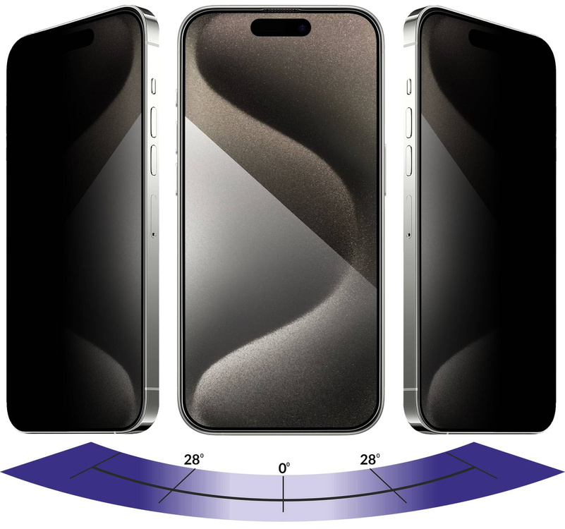 moVear mBOX GLASS mSHIELD 2.5D MAX privacy do Apple iPhone 15 Pro (6.1") (Anty spy, z Aplikatorem)