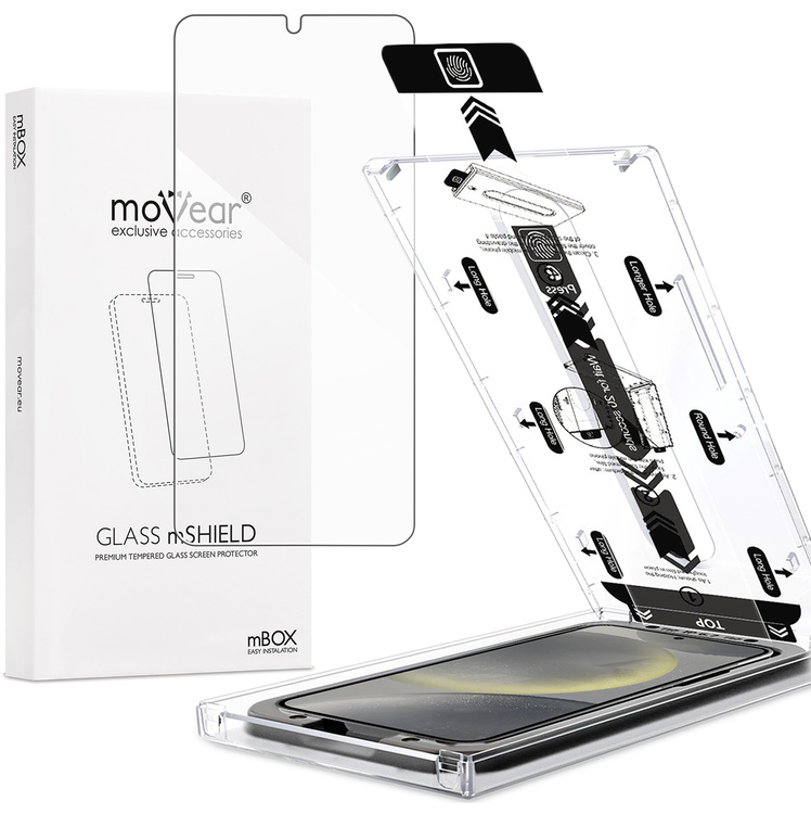 moVear mBOX GLASS mSHIELD 2.5D do Samsung Galaxy S25 / S24 (6.2") (łatwy montaż)