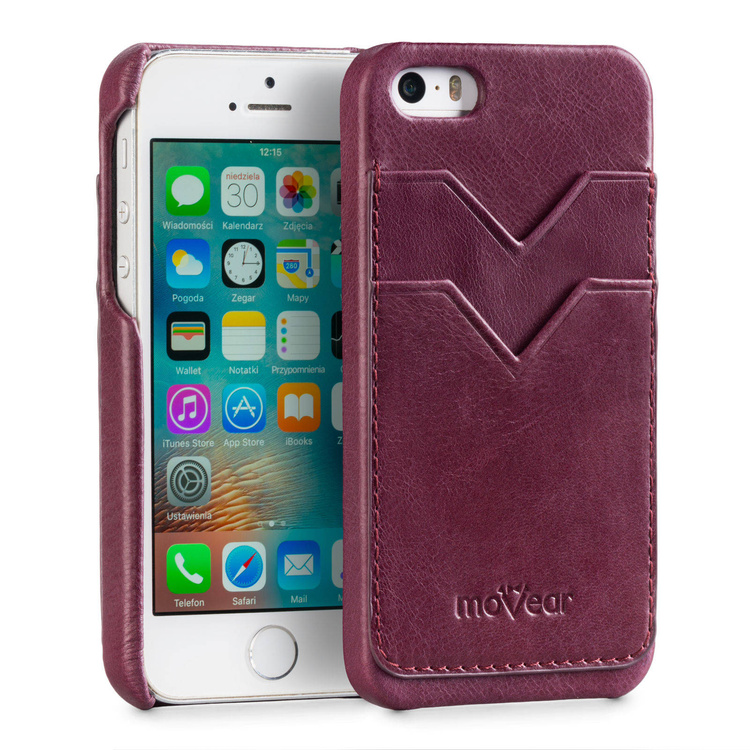 moVear backCover S+ Skórzane Etui Plecki do Apple iPhone SE / 5s / 5 | Skóra Vintage | Fioletowy