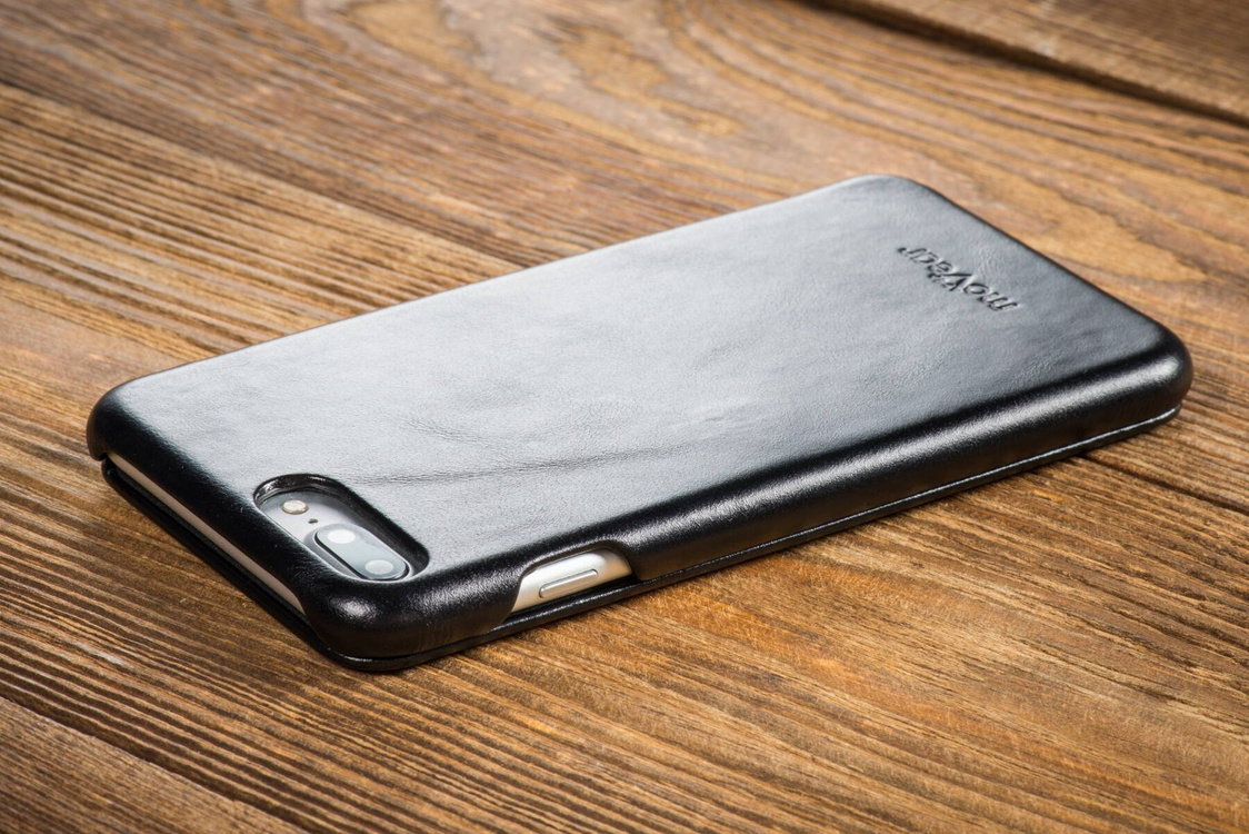 moVear flipSide S skórzane etui do Apple iPhone 8 Plus / 7 Plus (5.5") | Skóra naturalna vintage (Czarna)
