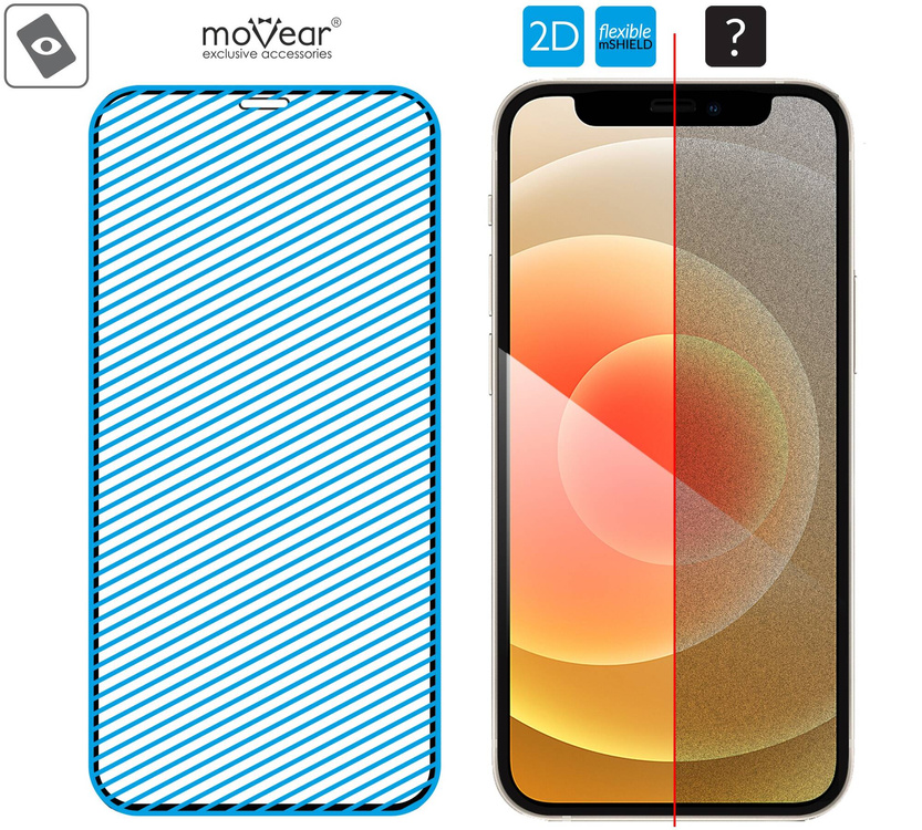 2 szt. | moVear flexible mSHIELD 2D do Apple iPhone 12 Mini (5.4"). Pancerne szkło hybrydowe.