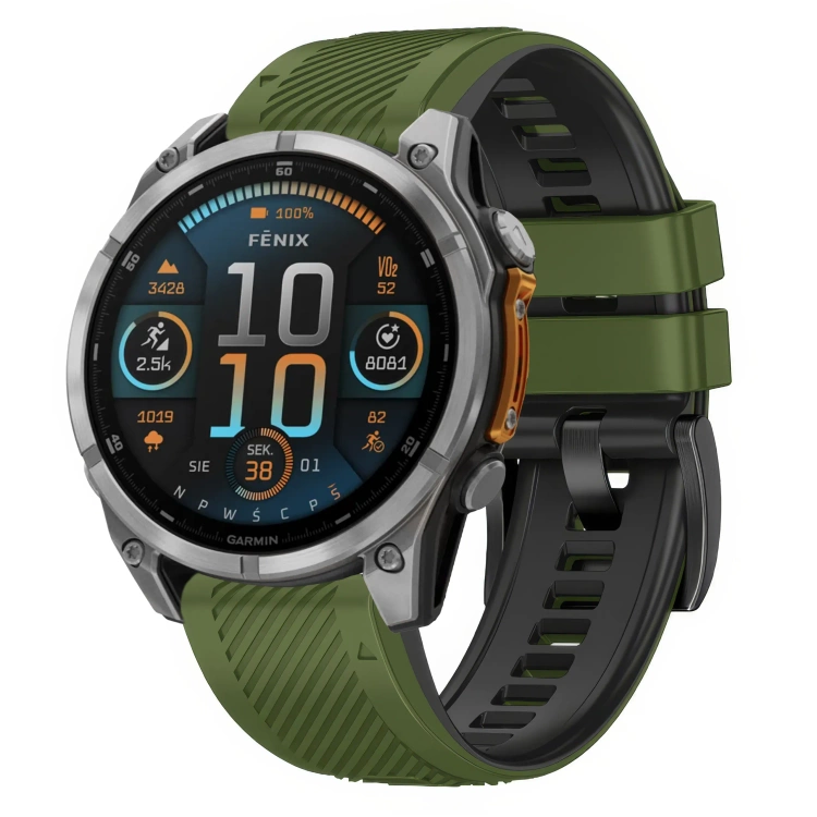 Pasek silikonowy SIL S1 do Garmin QuickFit 22mm (Fenix / Forerunner / Epix / Instinct / Enduro / Quatix / MARQ - 47/45mm) Khaki - moVear