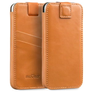 moVear pocketCase C+ skórzana wsuwka do Samsung rozmiar M (ok 148 x 71 x 8mm) | Skóra naturalna vintage (Jasnobrązowa)