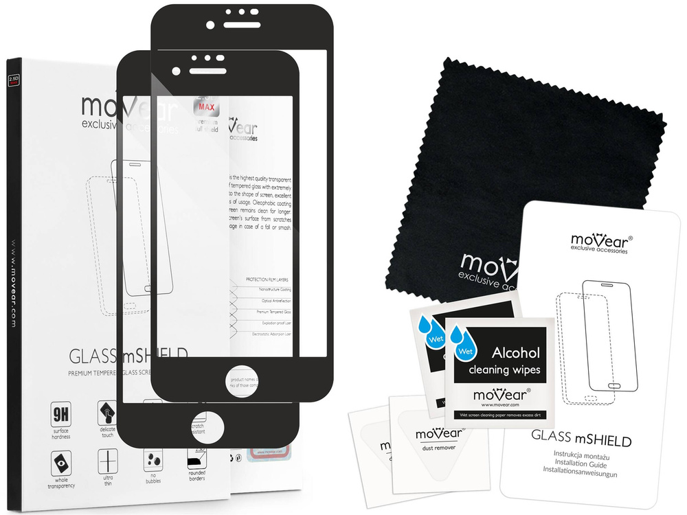 2 szt. | moVear GLASS mSHIELD 2.5D MAX do Apple iPhone SE (2022 / 2020) / 8 / 7 (4.7") (kompatybilne z etui)