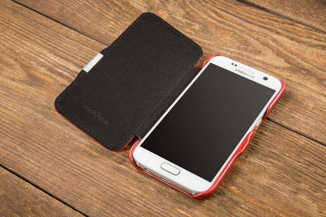 moVear flipSide C Skórzane Etui do Samsung Galaxy S6 | Skóra Vintage | Czerwony