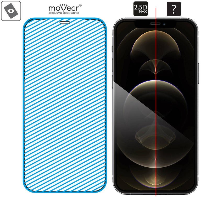moVear GLASS mSHIELD 2.5D MAX do Apple iPhone 12 Pro Max (6.7") (kompatybilne z etui)